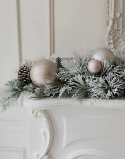 King Of Christmas 6' X 12" Marquis Flock Garland With 70 Warm White LED Lights (Battery Operated) -Christmas Decoration Shop untitled 8jlc lexpyfrom